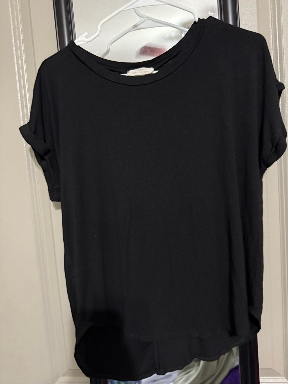 Black Women's Short Sleeve Crew Neck Top